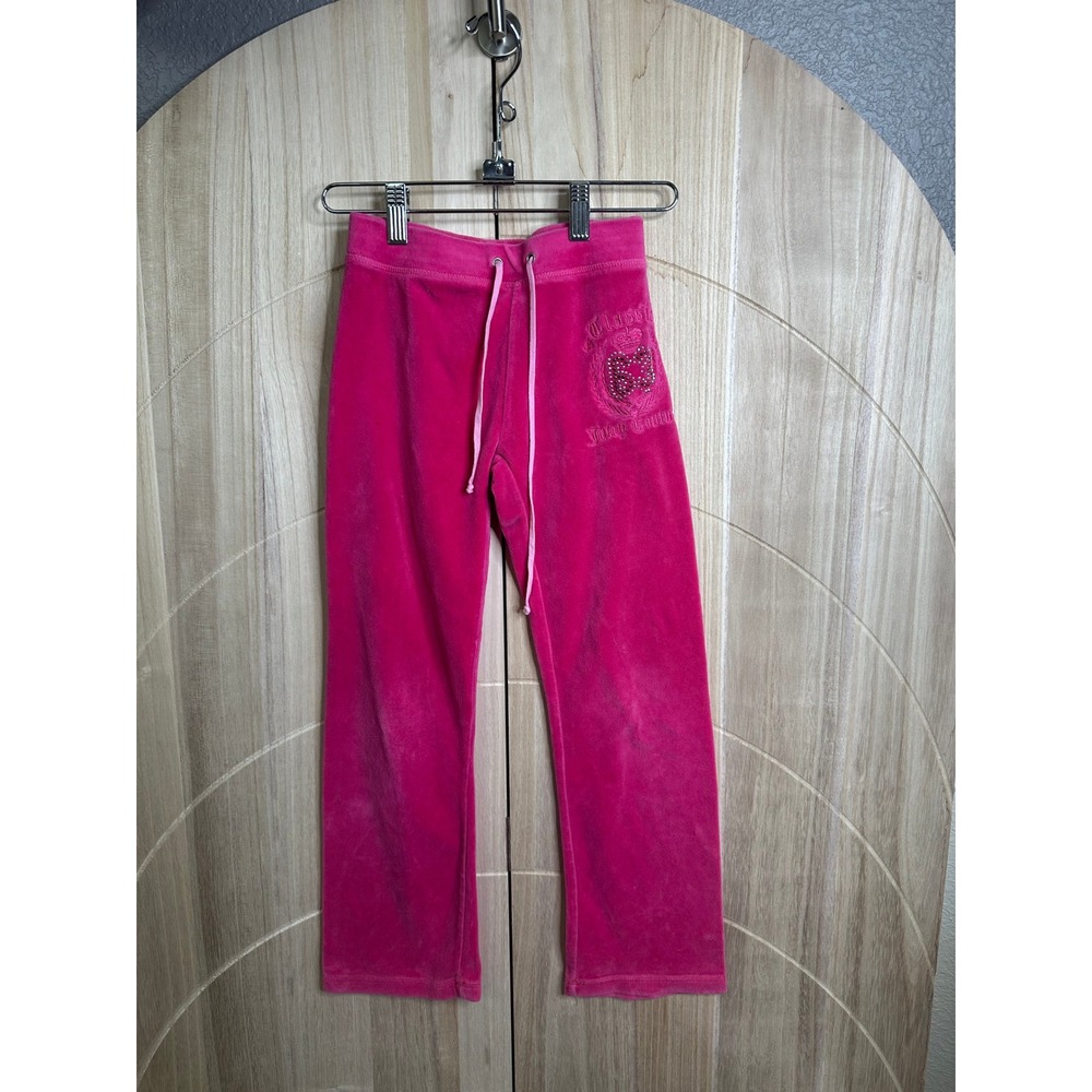 Juicy Couture Kids Pink Velour Rhinestone Logo Drawstring Lounge‎ Pants